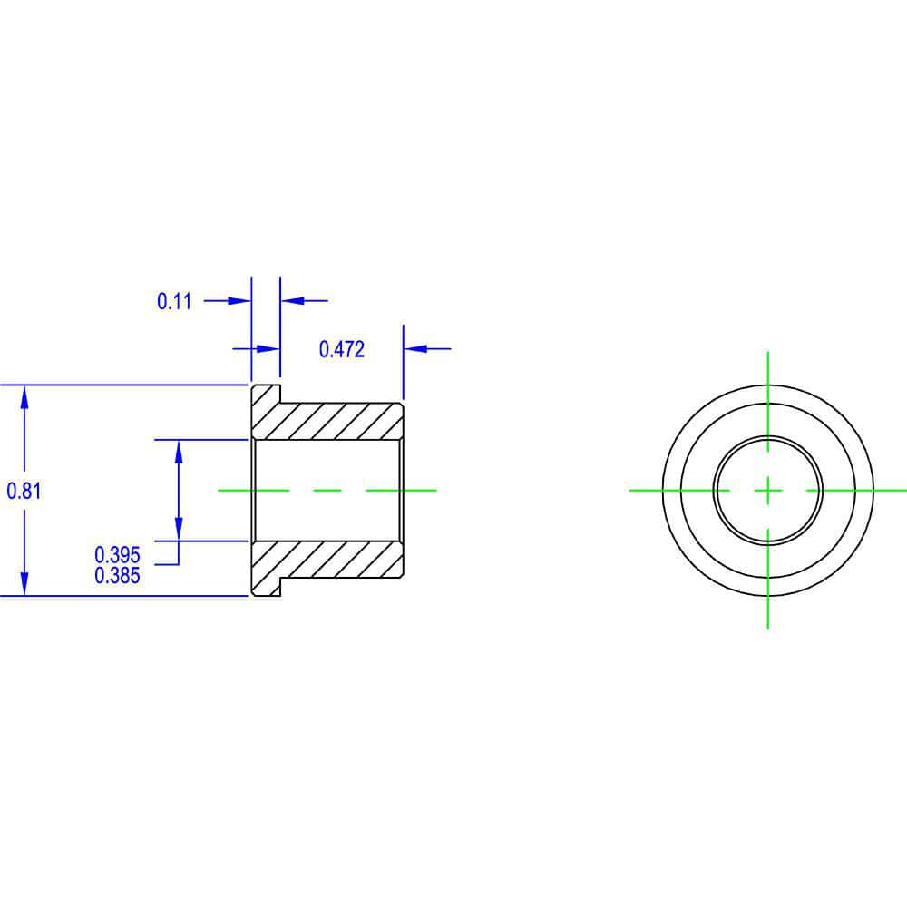 Idler Shaft Shoulder Adapters; Minimum Bore Diameter: .385 in; Maximum Bore Diameter: .395 in; Overall Width: 1; Shoulder Diameter: .81 in; Material: Steel; Insert Material: Steel