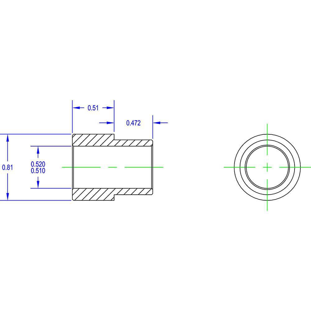 Idler Shaft Shoulder Adapters; Minimum Bore Diameter: .51 in; Maximum Bore Diameter: .520 in; Overall Width: 1; Shoulder Diameter: .81 in; Material: Steel; Insert Material: Steel