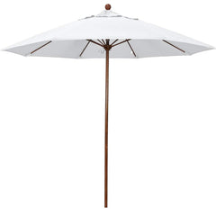 Patio Umbrellas; Diameter (Feet): 9; Height (Feet): 8.583; Fabric Color: White; Base Included: No; Canopy Fabric: Olefin; Fade Resistant: Yes; Additional Information: Push Lift; Frame Material: Aluminum