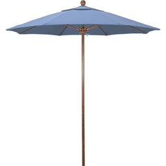 Patio Umbrellas; Diameter (Feet): 7.5; Height (Feet): 8.000; Fabric Color: Frost Blue; Base Included: No; Canopy Fabric: Olefin; Fade Resistant: Yes; Additional Information: Push Lift; Frame Material: Aluminum