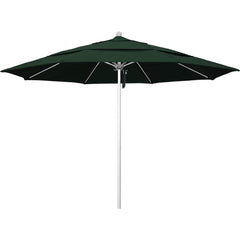 Patio Umbrellas; Diameter (Feet): 11; Height (Feet): 8.917; Fabric Color: Hunter Green; Base Included: No; Canopy Fabric: Pacifica; Fade Resistant: Yes; Additional Information: Pulley Lift; Frame Material: Aluminum