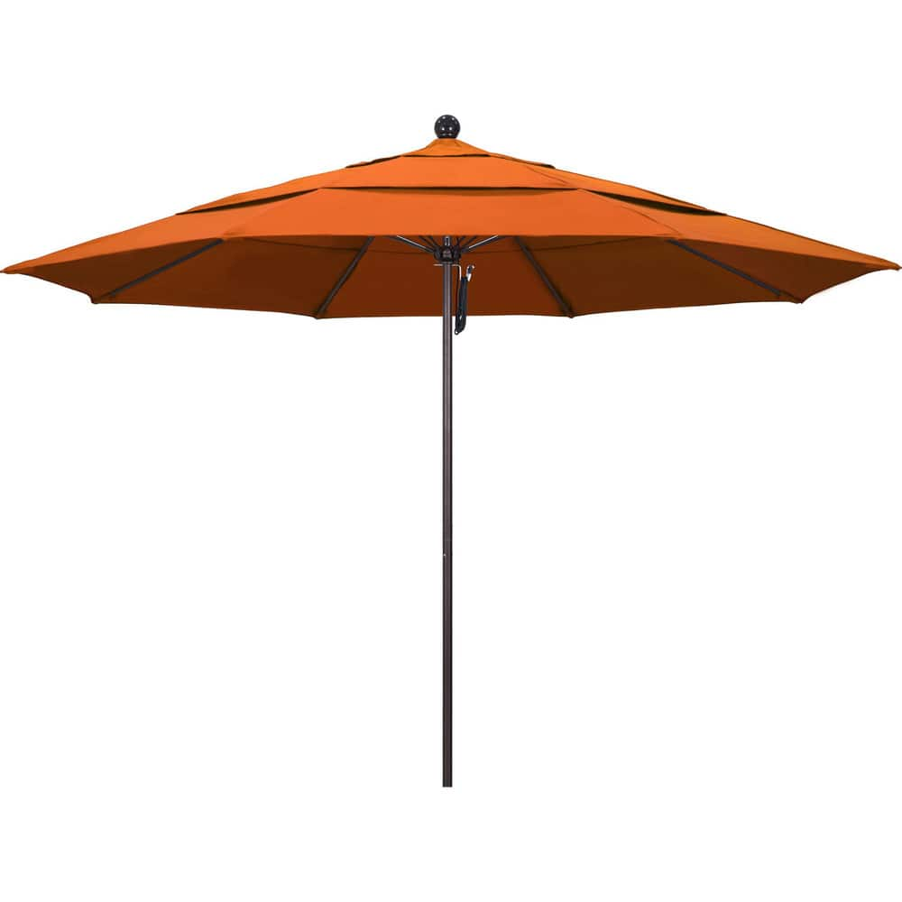 Patio Umbrellas; Diameter (Feet): 11; Height (Feet): 8.917; Fabric Color: tuscan; Base Included: No; Canopy Fabric: Pacifica; Fade Resistant: Yes; Additional Information: Pulley Lift; Frame Material: Aluminum