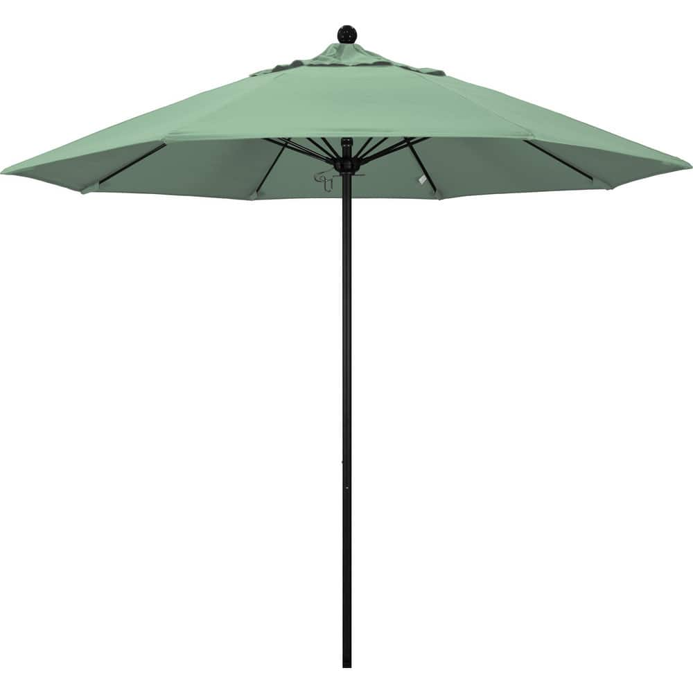 Patio Umbrellas; Diameter (Feet): 9; Height (Feet): 8.583; Fabric Color: Spa; Base Included: No; Canopy Fabric: Pacifica; Fade Resistant: Yes; Additional Information: Push Lift; Frame Material: Aluminum