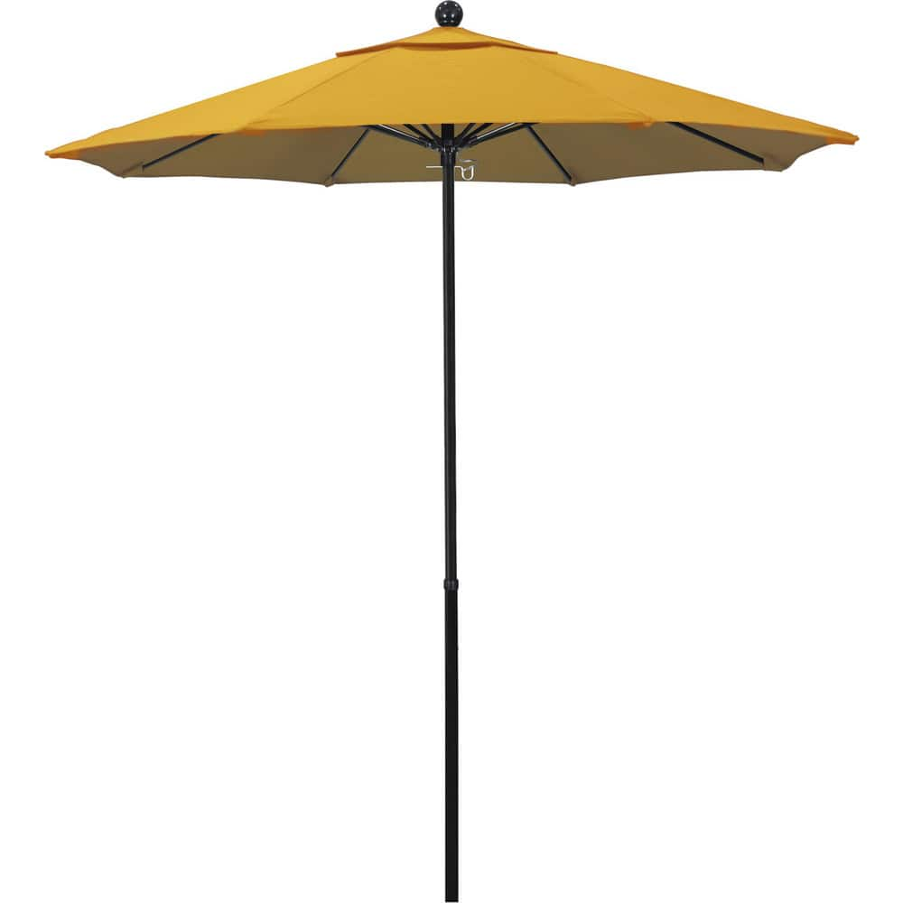 Patio Umbrellas; Diameter (Feet): 7.5; Height (Feet): 7.698; Fabric Color: Lemon; Base Included: No; Canopy Fabric: Olefin; Fade Resistant: Yes; Additional Information: Push Lift; Frame Material: Aluminum