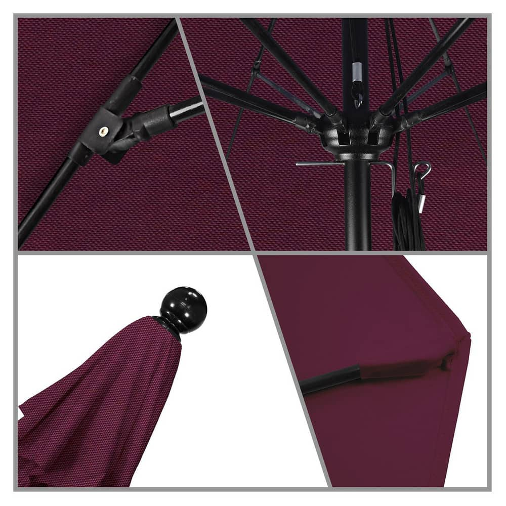 Patio Umbrellas; Diameter (Feet): 11; Height (Feet): 8.917; Fabric Color: Purple; Base Included: No; Canopy Fabric: Pacifica; Fade Resistant: Yes; Additional Information: Pulley Lift; Frame Material: Aluminum