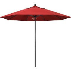 Patio Umbrellas; Diameter (Feet): 9; Height (Feet): 8.750; Fabric Color: Red; Base Included: No; Canopy Fabric: Olefin; Fade Resistant: Yes; Additional Information: Push Lift; Frame Material: Fiberglass