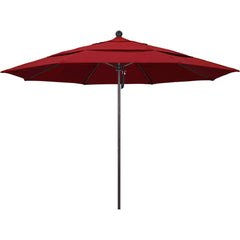 Patio Umbrellas; Diameter (Feet): 11; Height (Feet): 8.917; Fabric Color: Red; Base Included: No; Canopy Fabric: Pacifica; Fade Resistant: Yes; Additional Information: Pulley Lift; Frame Material: Aluminum