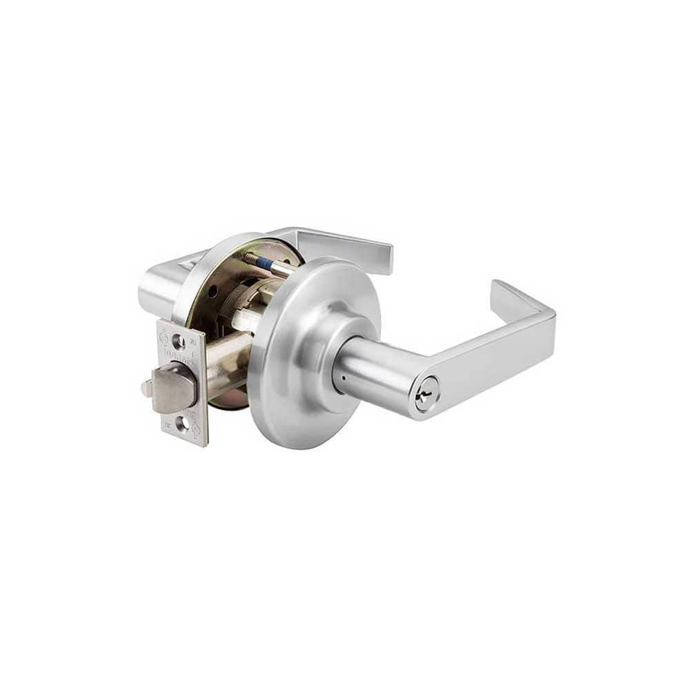 Lever Locksets; Type: Storeroom; Key Type: Keyed Different; Strike Type: ANSI 4-7/8; Finish/Coating: Satin Chrome; Material: Steel; Material: Steel; Door Thickness: 1-3/4″ ™2-1/4″ ™; Backset: 2.75; Lockset Grade: Grade 1; Cylinder Type: Conventional; Mini