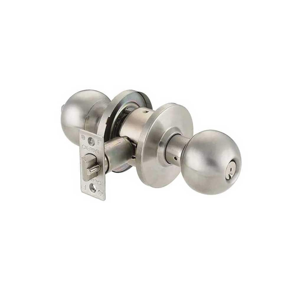 Knob Locksets; Type: Storeroom; Conventional; Key Type: Keyed Different; Material: Cold Rolled Steel; Finish/Coating: Satin Stainless Steel; Compatible Door Thickness: 1 3/8 - 1 3/4; Material: Cold Rolled Steel; Backset: 2.75; Lockset Grade: Grade 2; Numb