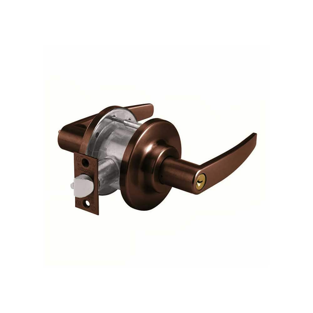 Lever Locksets; Type: Entry; Key Type: Keyed Different; Strike Type: ANSI 4-7/8; Finish/Coating: Oil Rubbed Bronze; Material: Steel; Material: Steel; Door Thickness: 1-3/8 ™1-3/4; Backset: 2.75; Lockset Grade: Grade 2; Cylinder Type: Conventional; Minimum