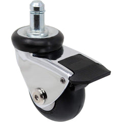 Spherical/Ball Casters; Mount: Round; Grip Ring; Wheel Type: Solid Rubber; Swivel: Yes; Wheel Material: Neoprene Rubber; Wheel Width: 1; Brake Type: Pedal; Load Capacity: 125.00; Wheel Shape: Donut; Mounting Height: 2.625; Wheel Hardness Rating: 85 Shore