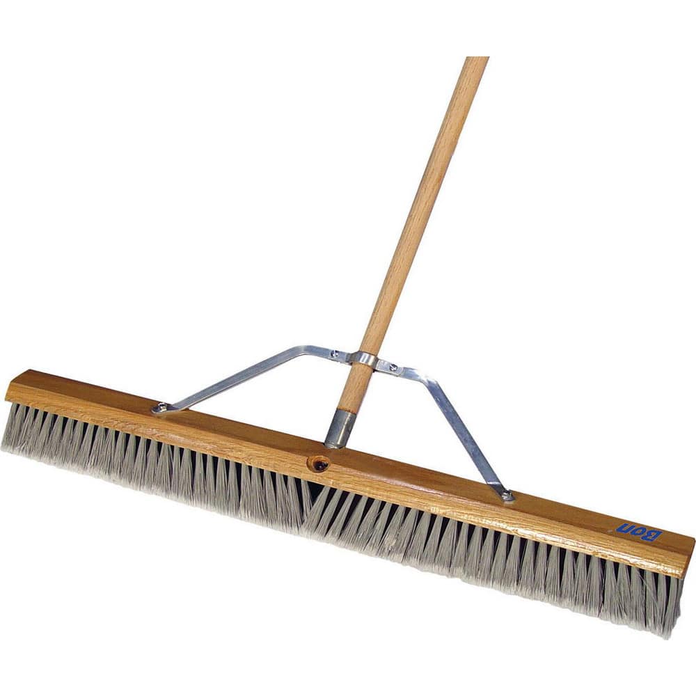 Push Broom: 30″ Wide, Polystyrene Bristle 3″ Bristle Length, Wood Block, Threaded Handle Connection, Handle Included