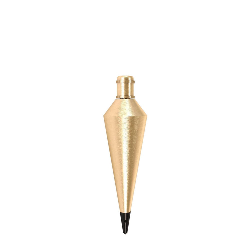 Plumb Bobs; Weight (oz.): 16.00; Bob Type: Plumb Bob; Material: Brass; Replaceable Tip: Yes; Body Shape: Round; Point Or Tip Material: Steel; Overall Height: 1.6250 in; Length (mm): 9.25; Length (Inch): 9.25; Overall Length: 9.25; Body Material: Brass; We