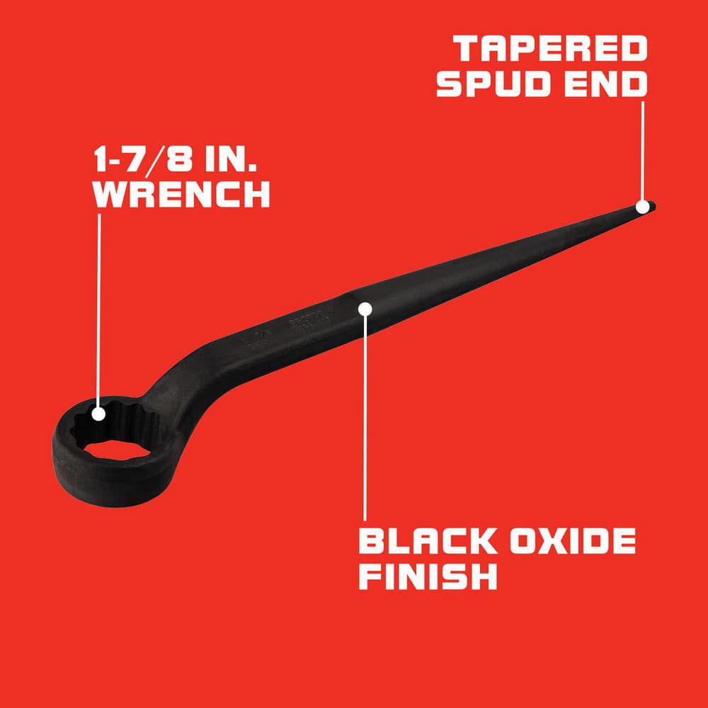 Box Wrenches; Wrench Type: Pull Wrench; Wrench Size: 1-7/8″; Head Type: Offset; Double/Single End: Single; Wrench Shape: S-Shape; Material: Steel; Finish: Oxide; Black; Number Of Points: 12; Overall Length: 23.00