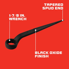 Box Wrenches; Wrench Type: Pull Wrench; Wrench Size: 1-7/8″; Head Type: Offset; Double/Single End: Single; Wrench Shape: S-Shape; Material: Steel; Finish: Oxide; Black; Number Of Points: 12; Overall Length: 23.00