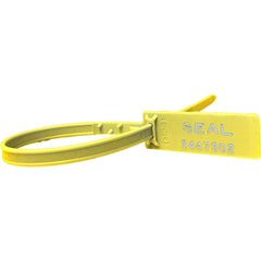 Security Seals; Type: Tamper-Evident Plastic Seal; Overall Length (Decimal Inch): 13.50; Operating Length: 11 in; Breaking Strength: 112.000; Material: Polypropylene; Color: Yellow; Color: Yellow; Overall Length: 13.50; Material: Polypropylene; Product Ty