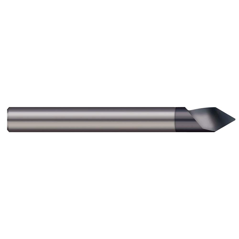 Engraving Cutter: 300 °, 1/4″ Dia, 0.01″ Tip Dia, Tipped Off Point, Solid Carbide AlTiN Finish, 1/2″ LOC, 1/4″ Shank, 2-1/2″ OAL, 1 Flute, Use on Ferrous & Non-Ferrous Metals