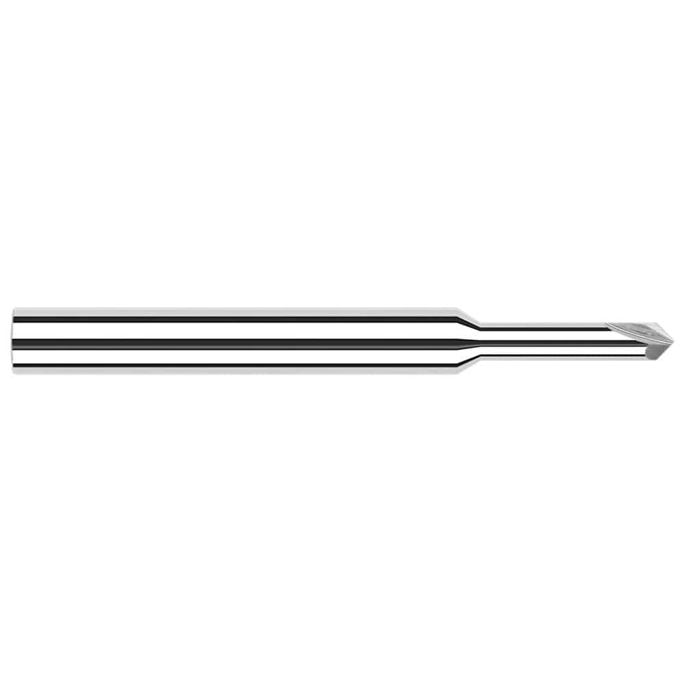 Chamfer Mill: 0.118″ Dia, 2 Flutes, Solid Carbide 2-1/2″ OAL, 1/8″ Shank Dia, Bright/Uncoated