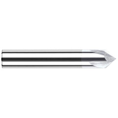 Chamfer Mill: 2 Flutes, Solid Carbide 1-1/2″ OAL, 1/8″ Shank Dia, TiB2 Coated