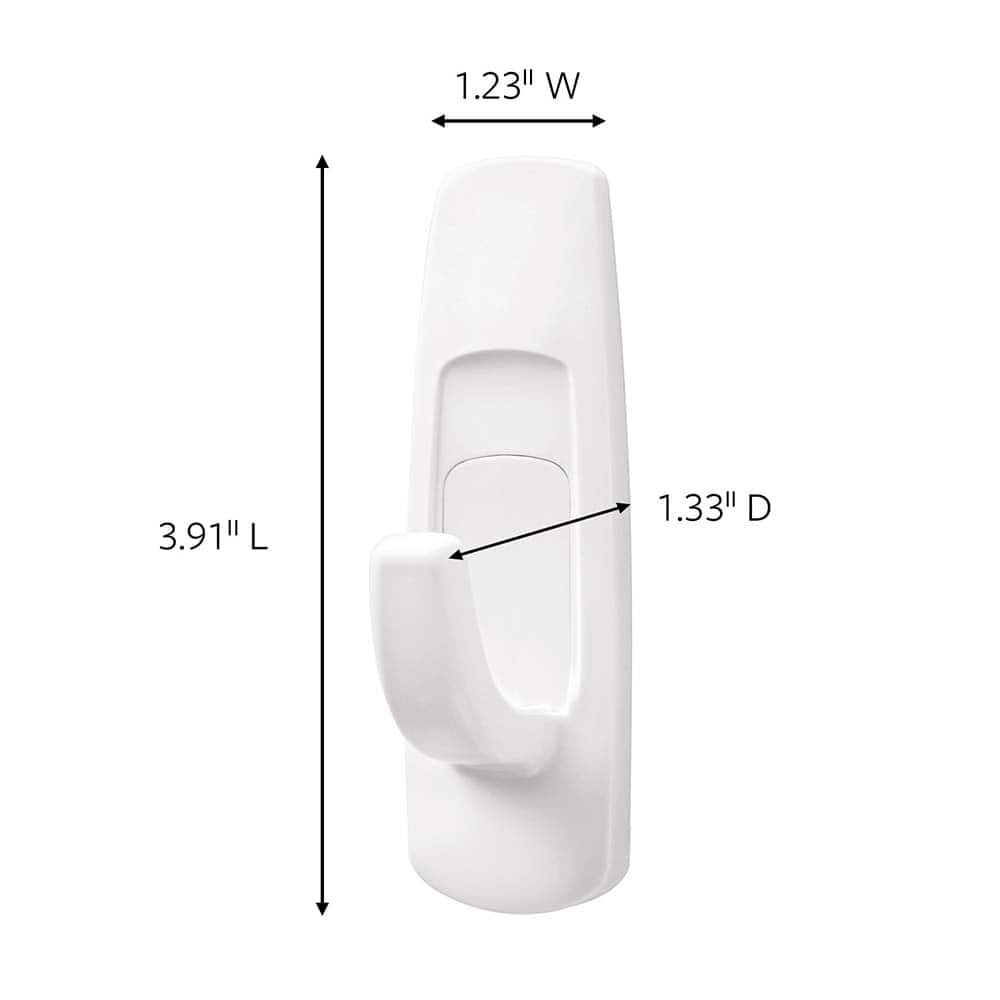 3M - All-Purpose & Utility Hooks; Type: Hooks Kit ; Overall Length (Inch): 3-59/64 ; Material: Plastic ; Projection: 1.33 ; Color: White ; Material: Plastic - Exact Industrial Supply