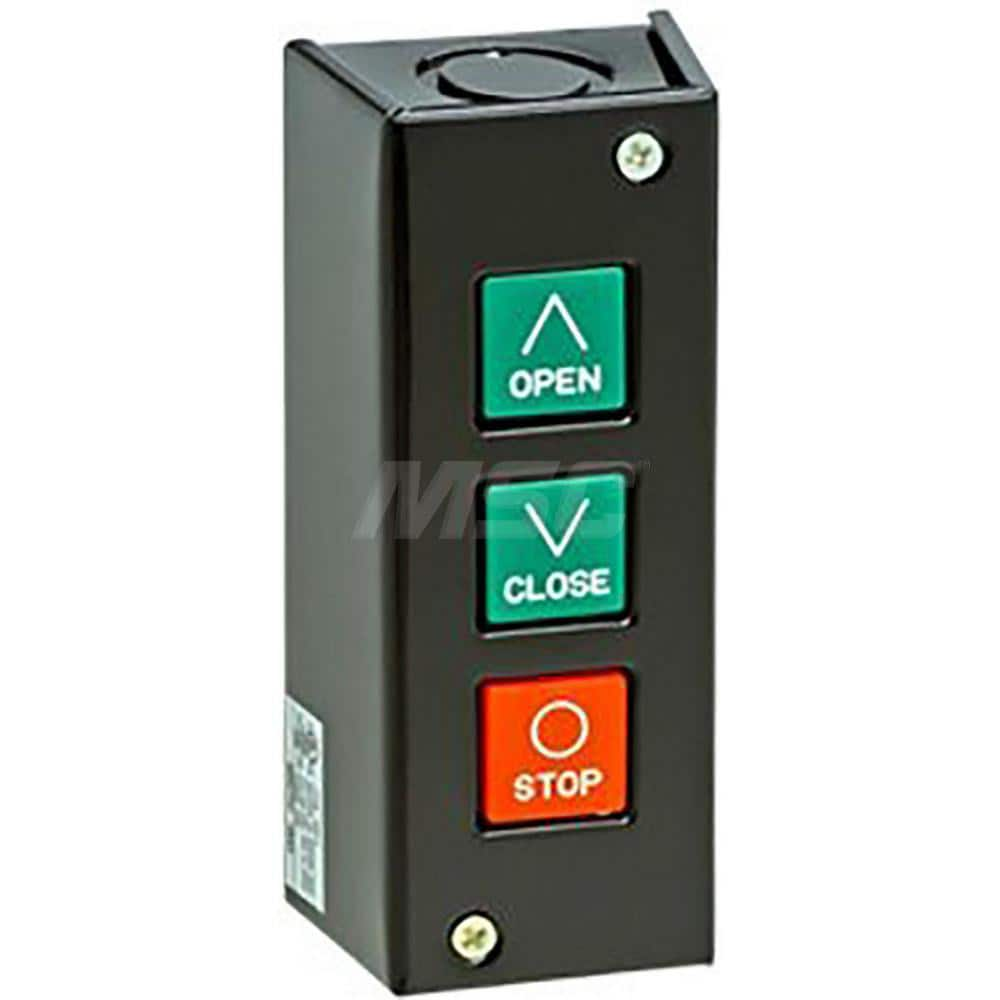 Garage Door Hardware; Type: Control Station, NEMA 1 Interior Use, Surface Mount; For Use With: Commercial Doors; Commercial Gate Openers; Material: Metal; Overall Length: 1.81; Overall Width: 2; Overall Height: 2.875; Number of Buttons: 3; Includes: NEMA