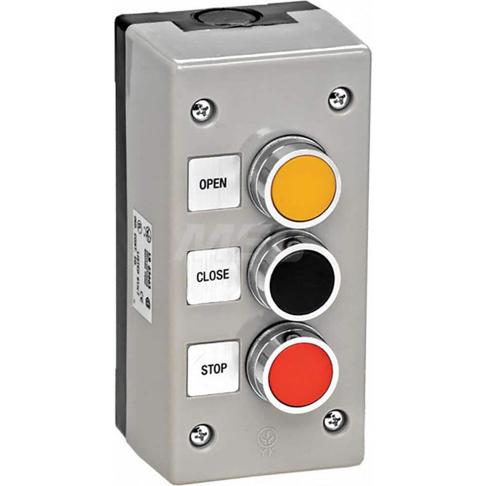 Garage Door Hardware; Type: Control Station,  Surface Mount, Nema 4X Exterior; For Use With: Commercial Doors; Commercial Gate Openers; Material: Plastic; Overall Length: 2.50; Overall Width: 3; Overall Height: 5.75; Number of Buttons: 3; Includes: Three