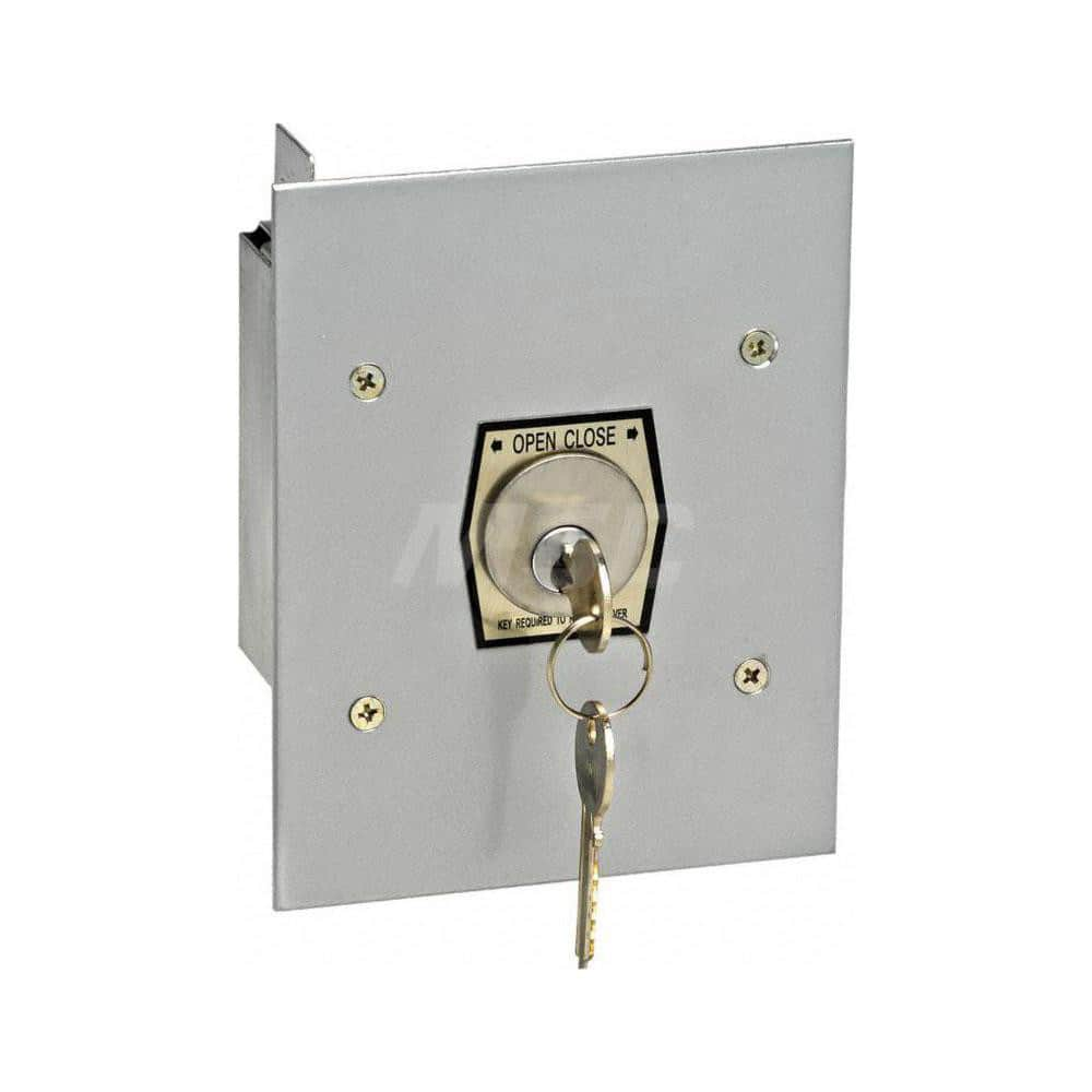 Garage Door Hardware; Type: Keyswitch, NEMA 4 Tamperproof; For Use With: Commercial Doors; Commercial Gate Openers; Material: Aluminum; Overall Length: 2.88; Overall Width: 5; Overall Height: 6; Includes: Open-Close, Center Return; Aluminum Faceplate; Len