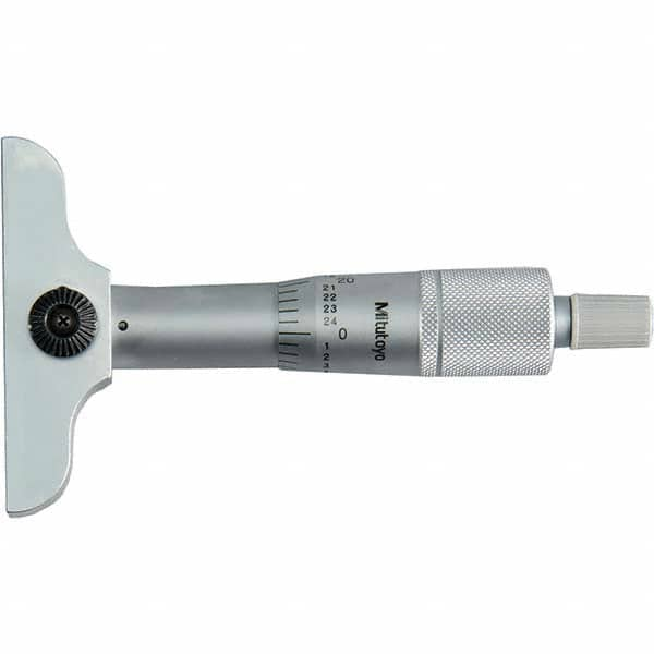 Mechanical Depth Micrometer: 1'' Range, 1 Rod, Satin Chrome Finish Ratchet Stop Thimble, 0.001'' Graduation