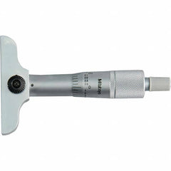 Mechanical Depth Micrometer: 1'' Range, 1 Rod, Satin Chrome Finish Ratchet Stop Thimble, 0.001'' Graduation