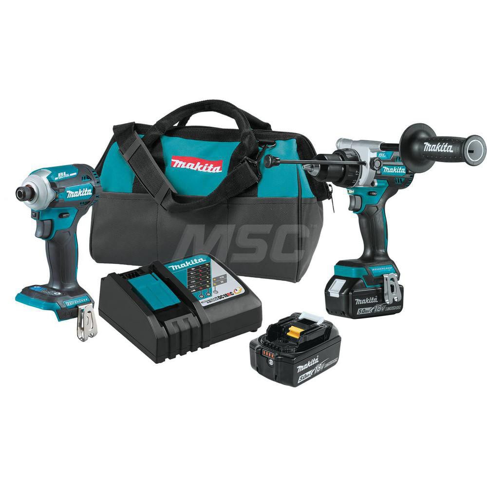 Cordless Tool Combination Kit: 18V, 2 Pc (1) 18V LXT Brushless 1/2″Hammer Driver-Drill (XPH14Z), (1) 18V LXT Brushless 4-Speed Impact Driver (XDT16Z), (1) 18V LXT Lithium-Ion Rapid Optimum Charger (DC18RC), (2) 18V LXT Lithium-Ion 5.0Ah Battery (BL1850B),