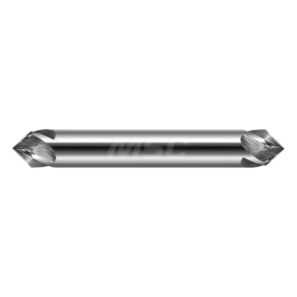 Chamfer Mill: 4 Flutes, Solid Carbide 2-1/2″ OAL, 1/4″ Shank Dia, Bright/Uncoated