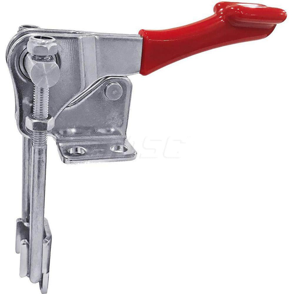 Pull-Action Latch Clamp: Vertical, 1,000 lb, U-Hook, Flanged Base 4.73″ OAL, Straight Handle, Stainless Steel