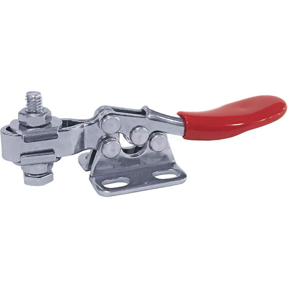 Manual Hold-Down Toggle Clamp: Horizontal, 60 lb Capacity, U-Bar, Flanged Base 80 ° Handle Movement, 90 ° Bar Opening, Plastic