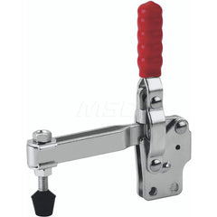 Manual Hold-Down Toggle Clamp: Vertical, 500 lb Capacity, U-Bar, Straight Base 60 ° Handle Movement, 100 ° Bar Opening, Plastic