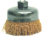 4" Crimped Wire Cup Brush - .020 Bronze; 5/8-11 A.H. - Non-Sparking Wire Wheel - Strong Tooling