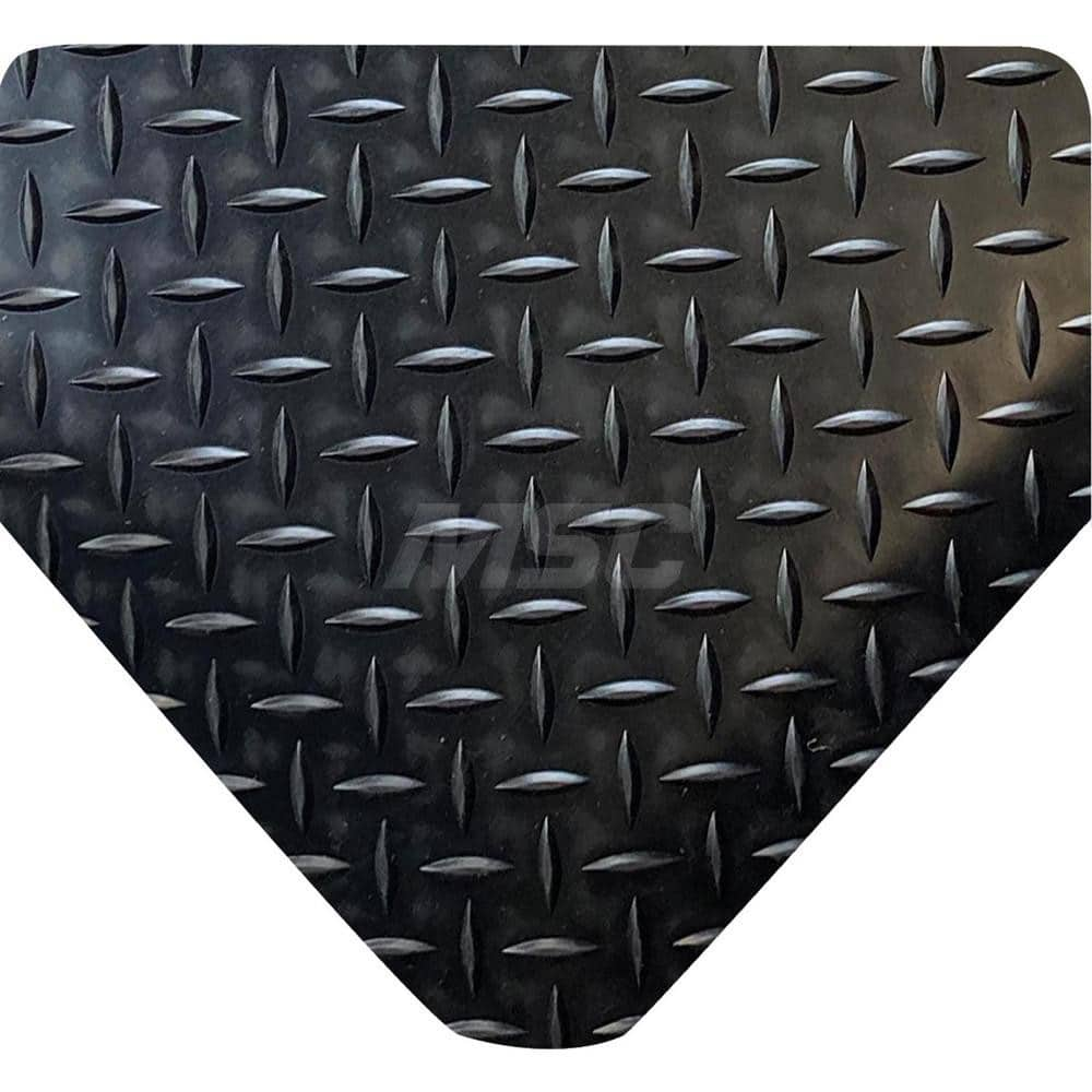 Anti-Fatigue Mat: 75' Length, 9/16″ Thick, SBR Rubber Diamond Plate, Black, Dry