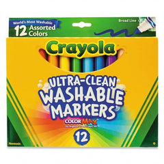 Crayola - Markers & Paintsticks Type: Washable Marker Color: Black; Blue; Blue Lagoon; Brown; Gray; Pink; Green; Orange; Red; Sandy Tan; Violet; Yellow - Strong Tooling