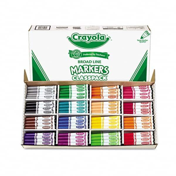 Crayola - Markers & Paintsticks Type: Marker Color: Black; Blue; Brown; Dolphin Gray; Flamingo Pink; Green; Iguana Green; Orange; Raspberry; Red; Royal Purple; Sandy Tan; Tiger Orange; Turquoise; Violet; Yellow - Strong Tooling