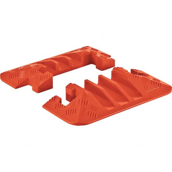 Checkers - 1 2-Piece 3 8' OAL 2-1/4 Max Cable Diam Yellow & Orange On Floor Cable Cover - Strong Tooling