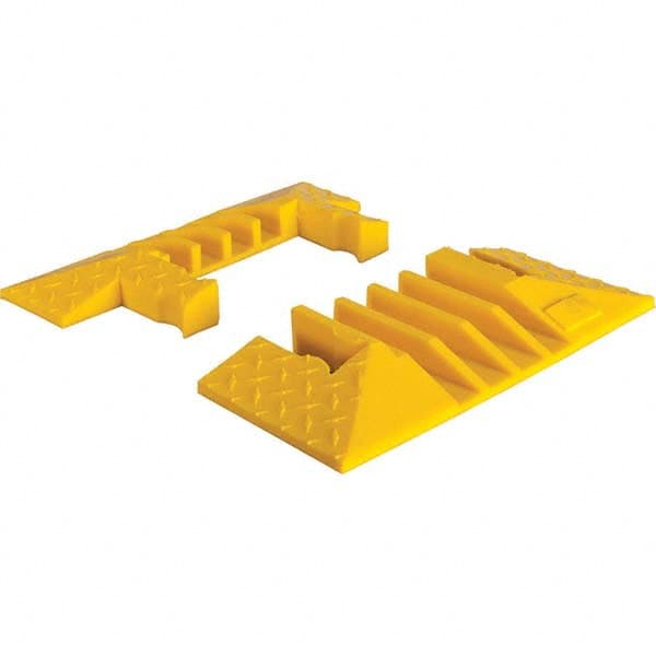 Checkers - 1 2-Piece 4-Channel 8' OAL 1-1/4 Max Cable Diam Yellow On Floor Cable Cover - Strong Tooling