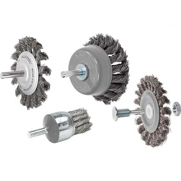 WALTER Surface Technologies - 2-3/4" OD, 1/4" Arbor Hole, Knotted Steel Wheel Brush - Strong Tooling