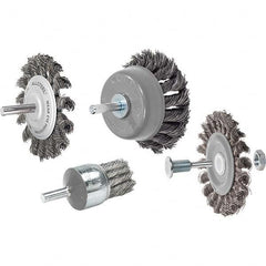 WALTER Surface Technologies - 2-3/4" OD, 1/4" Arbor Hole, Knotted Stainless Steel Wheel Brush - Strong Tooling