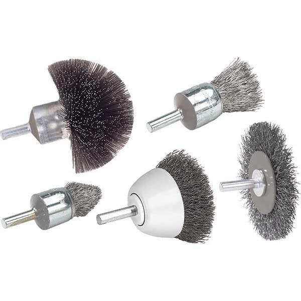 WALTER Surface Technologies - 3" OD, 1/4" Arbor Hole, Crimped Steel Wheel Brush - Strong Tooling