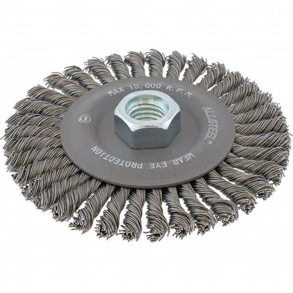 WALTER Surface Technologies - 6-7/8" OD, 5/8-11 Arbor Hole, Stringer Bead Steel Wheel Brush - Strong Tooling