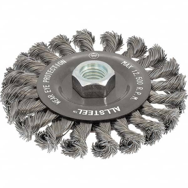 WALTER Surface Technologies - 6" OD, 5/8-11 Arbor Hole, Knotted Steel Wheel Brush - Strong Tooling