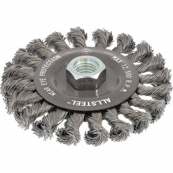 WALTER Surface Technologies - 4-1/2" OD, 5/8-11 Arbor Hole, Knotted Steel Wheel Brush - Strong Tooling