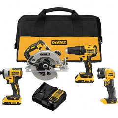 DeWALT - Cordless Tool Combination Kits Voltage: 20 Tools: Brushless 1/2" Cordless Drill/Driver; Brushless 1/4" Cordless Impact Driver; Brushless XR 7-1/4 Circular Saw; Cordless LED Work Light - Strong Tooling