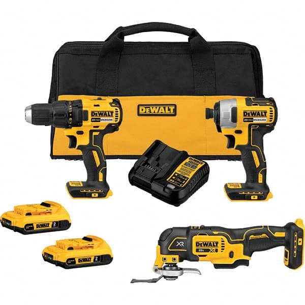 DeWALT - Cordless Tool Combination Kits Voltage: 20 Tools: Brushless 1/2" Cordless Drill/Driver; Brushless 1/4" Cordless Impact Driver; Brushless 3-Speed Cordless Oscillating Multi-Tool - Strong Tooling