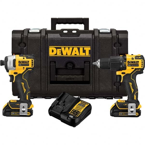 DeWALT - Cordless Tool Combination Kits Voltage: 20 Tools: Brushless 1/2" Compact Hammer Drill/Driver; Brushless 1/4 Impact Driver - Strong Tooling