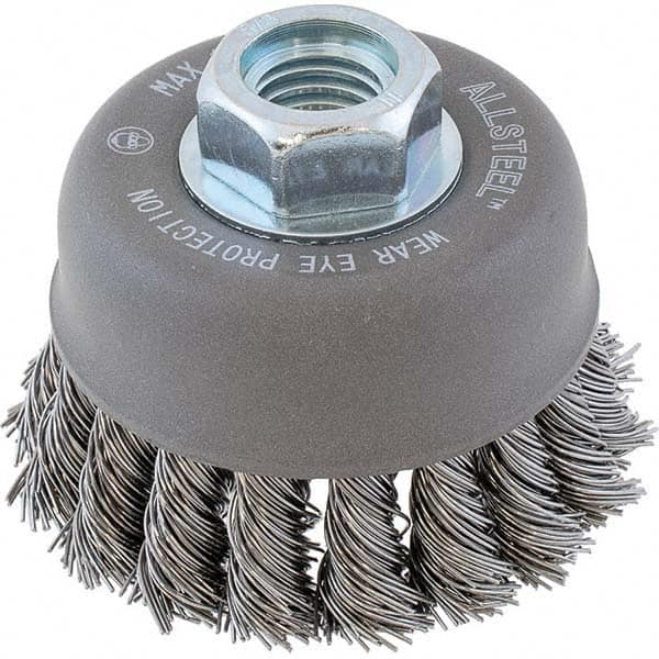 WALTER Surface Technologies - 3" Diam 5/8-11 Threaded Arbor Steel Fill Cup Brush - Strong Tooling